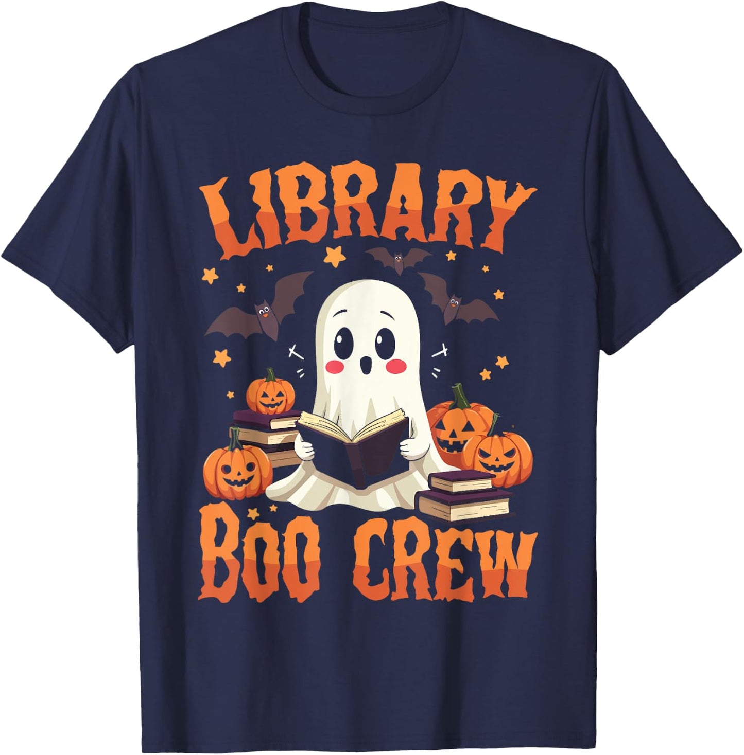 Library Halloween Shirt - Library Boo Crew T-Shirt - T-Shirt | Navy