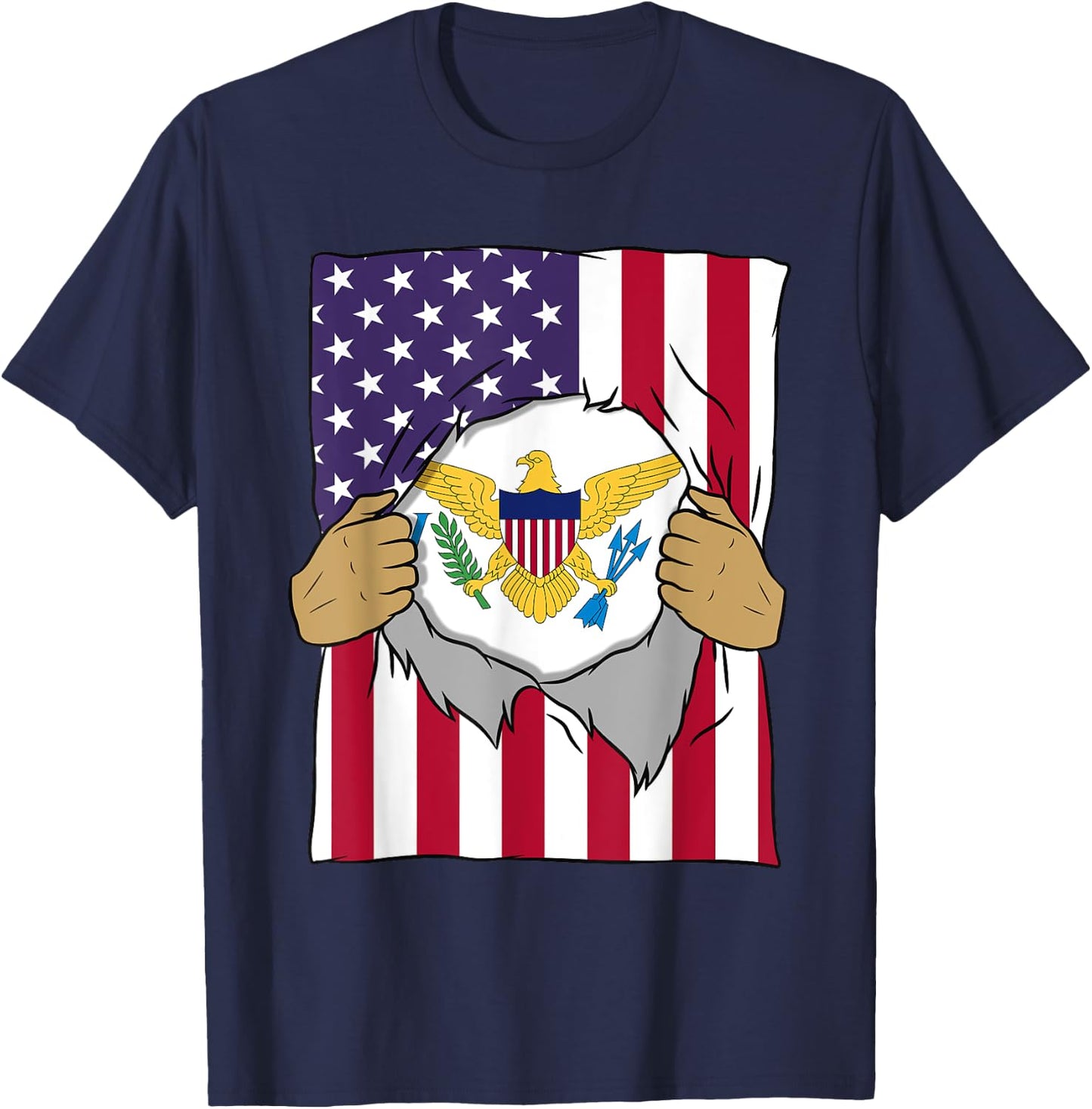 US Virgin Islands Flag Inside Me Home Islander American Gift T-Shirt - T-Shirt | Navy