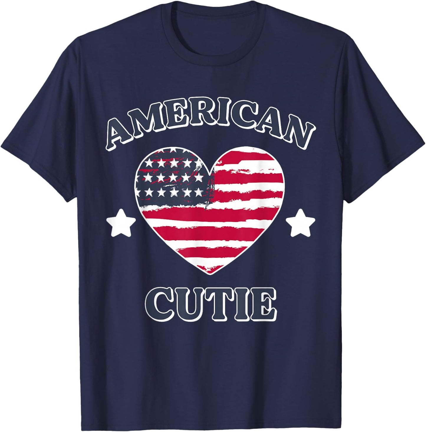 Girl American Cutie USA Flag Heart 4th July Patriot Toddler T-Shirt - T-Shirt | Navy