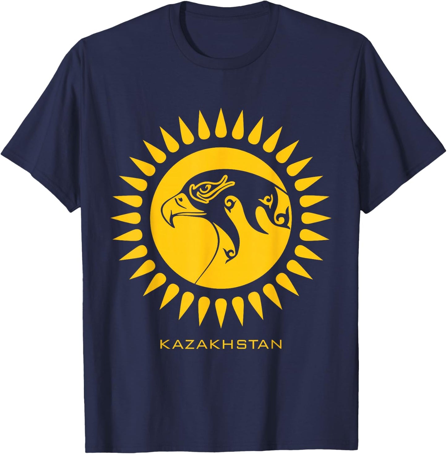 Republic of Kazakhstan Qazaqstan Kazakhian Flag T-Shirt - T-Shirt | Navy
