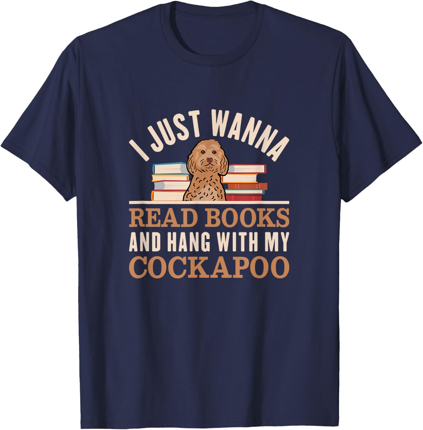 Cockapoo Dog Lover and Book Reader Women Girls Kids T-Shirt - T-Shirt | Navy