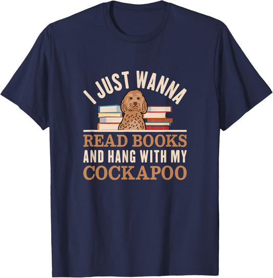 Cockapoo Dog Lover and Book Reader Women Girls Kids T-Shirt - T-Shirt | Navy