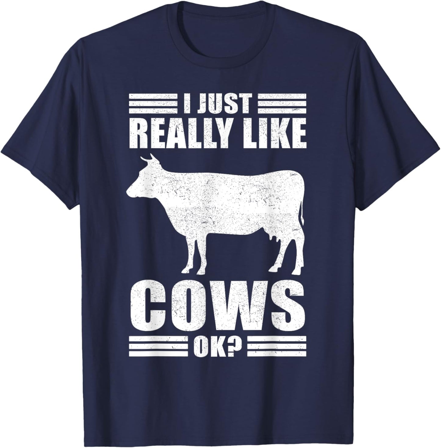 Funny Cow Design Women Boys Girls Farmer Cow Lover T-Shirt - T-Shirt | Navy