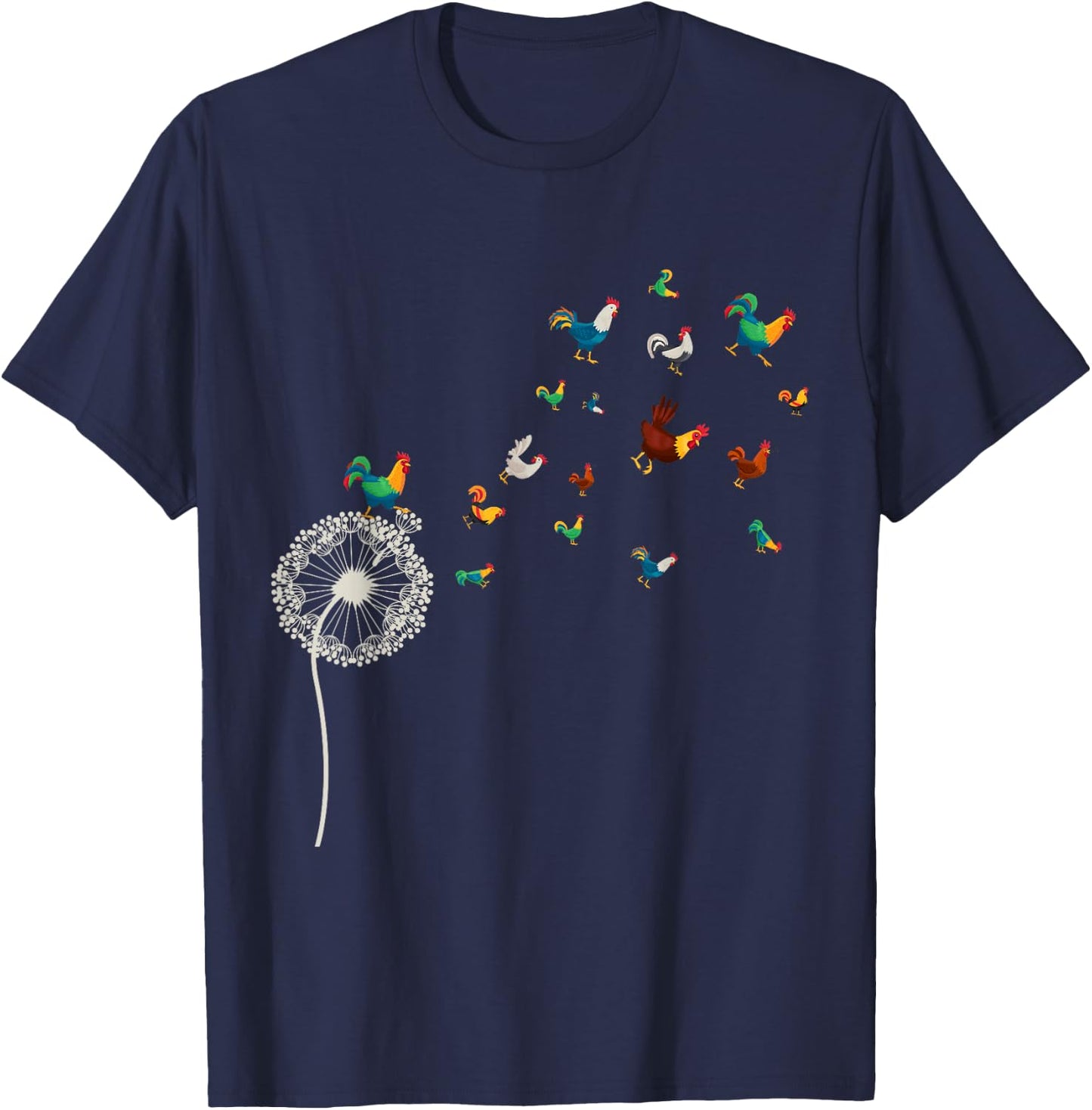 Farm Bird Animal Lover Farmer Gift Dandelion Chicken T-Shirt - T-Shirt | Navy