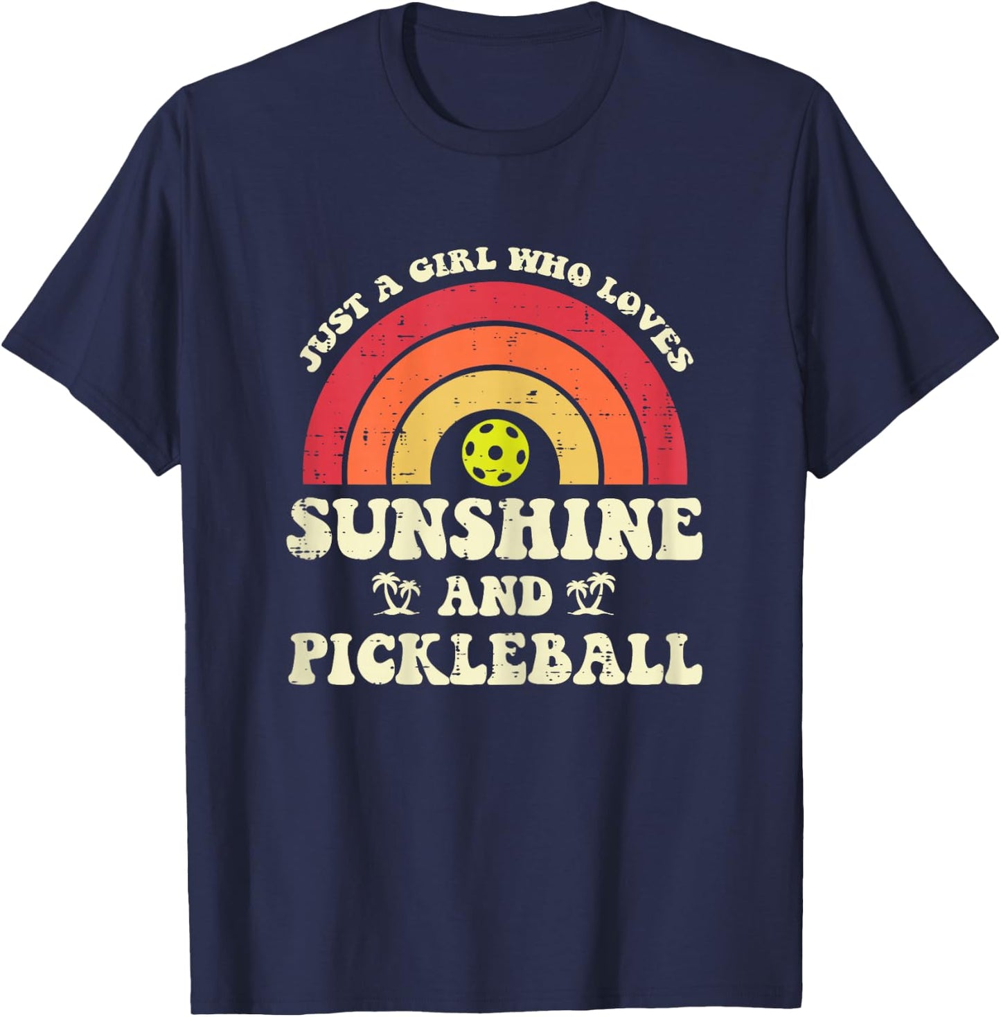 Girl Who Loves Sunshine Pickleball Pickle Ball Women Kids T-Shirt - T-Shirt | Navy
