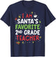 Santas Favorite Teacher Shirt Second 2nd Grade School Xmas T-Shirt - T-Shirt | Navy