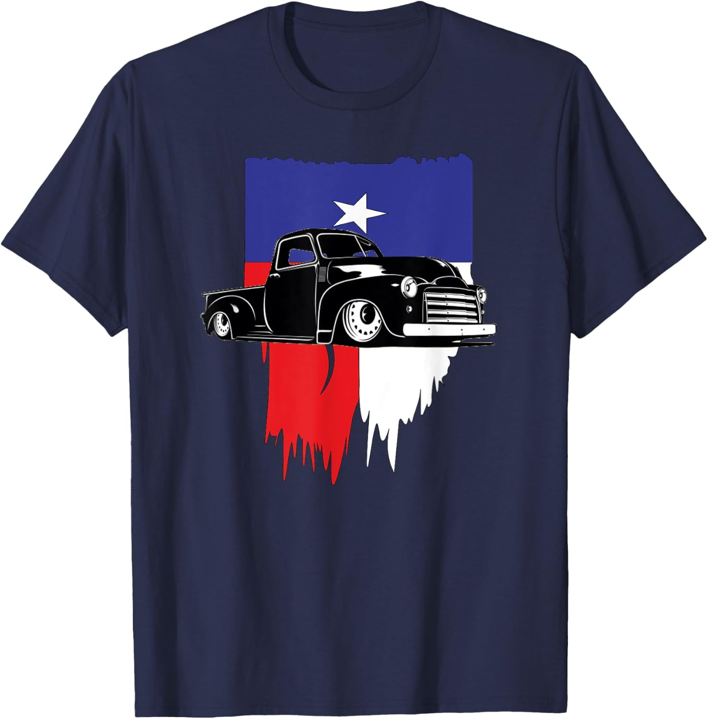 Vintage Hot Rod Truck American Flag. Texas Lowrider T-Shirt - T-Shirt | Navy