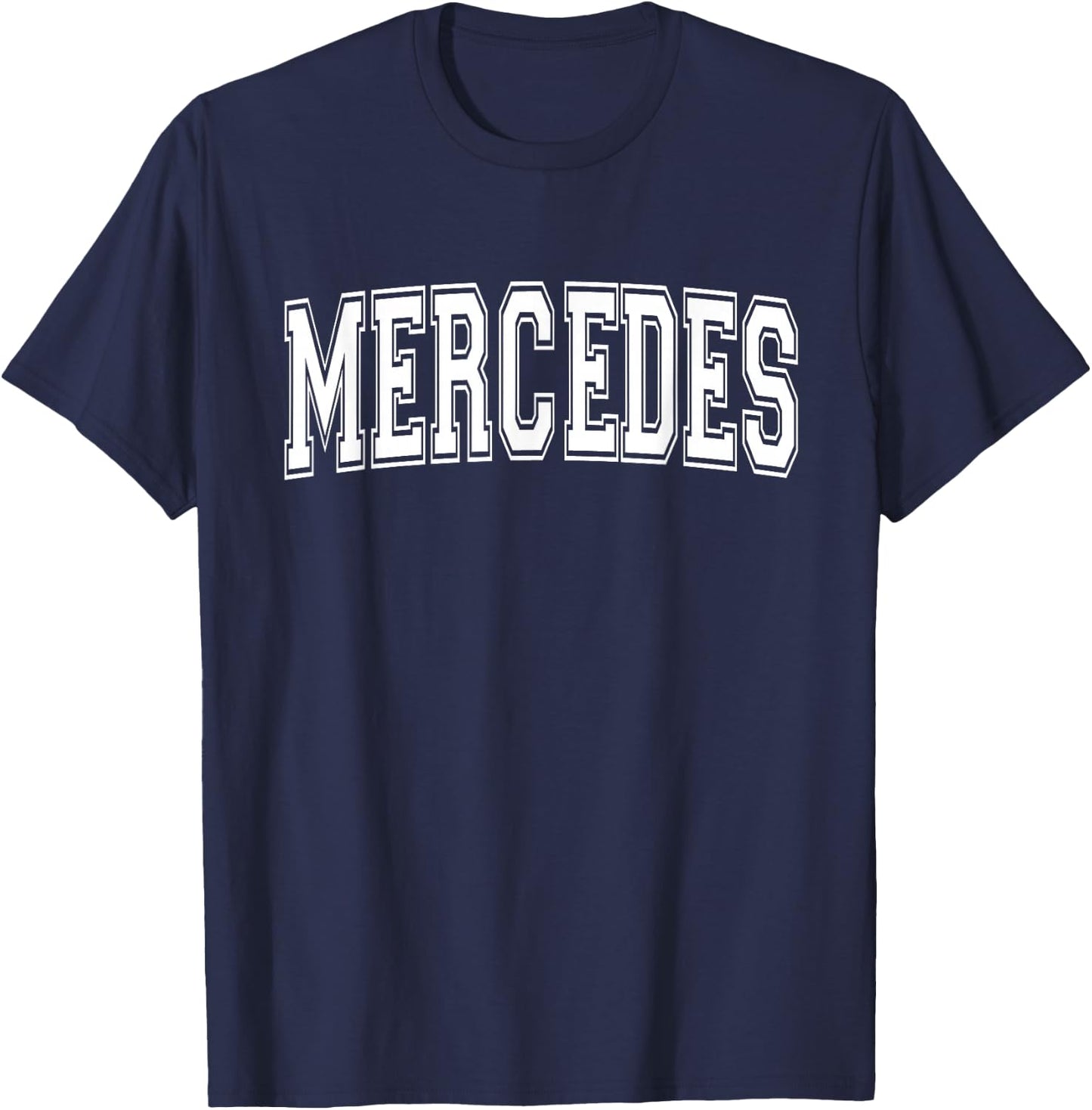 Mercedes TX Texas USA Vintage Sports Varsity Style T-Shirt - T-Shirt | Navy