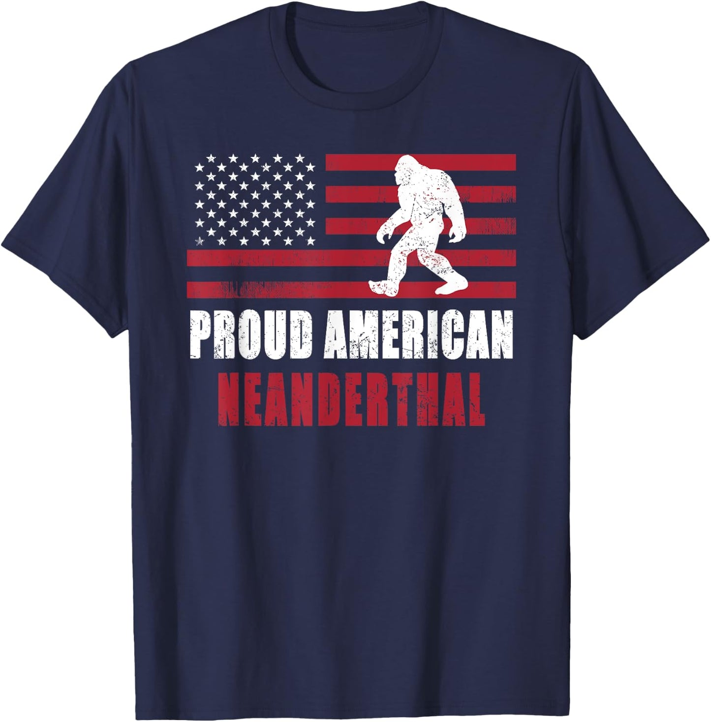 American Neanderthal vintage Flag for Proud Neanderthals T-Shirt - T-Shirt | Navy