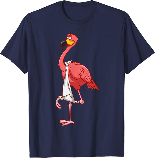 Cool Broken Leg Flamingo | Funny Fractured Shorebird Gift T-Shirt - T-Shirt | Navy