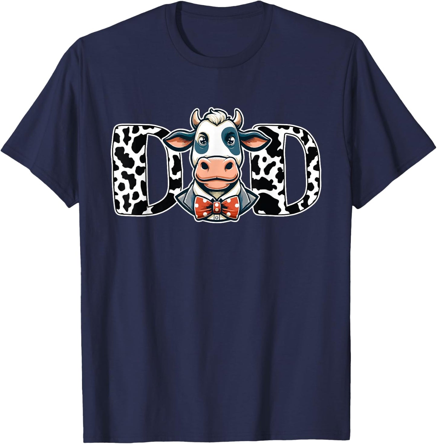 Dad Cow Print Dada Daddy Cow Pattern Father's Day T-Shirt - T-Shirt | Navy
