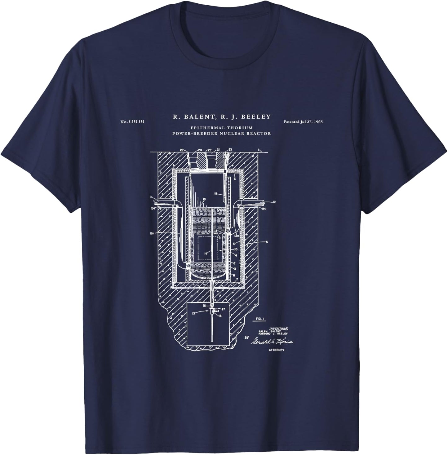 Nuclear Reactor Patent - physics T-Shirt - T-Shirt | Navy