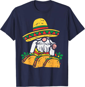 Mexican Gnome Sombrero Tacos Cinco De Mayo Fiesta Men Women T-Shirt - T-Shirt | Navy