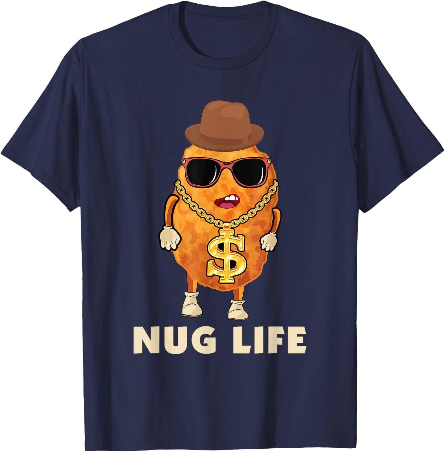 Funny Chicken Nugget Nug Life Tenders Gangster Costume T-Shirt - T-Shirt | Navy