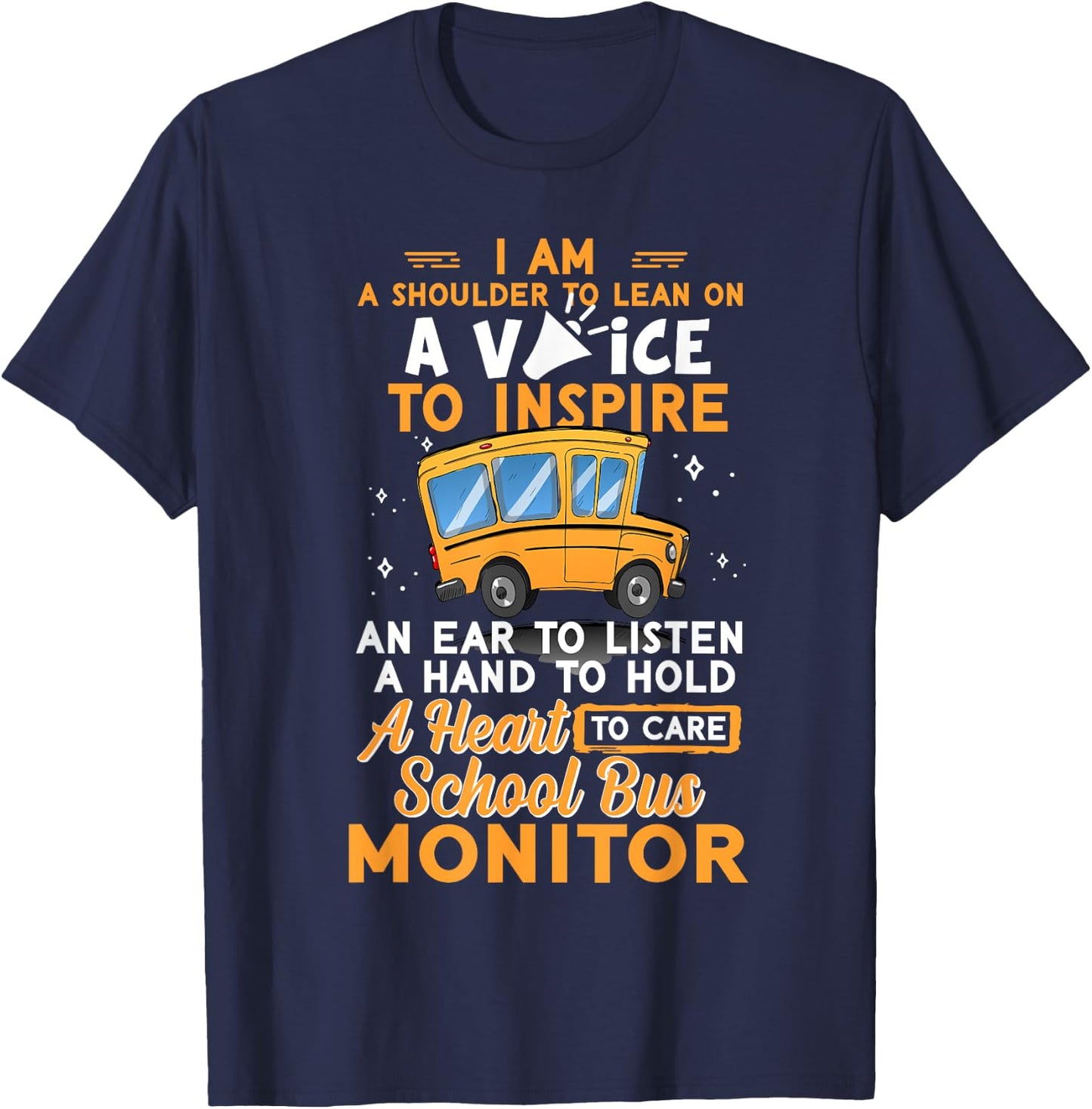 School Bus Monitor A Shoulder To Lean On A Voice To Inspire T-Shirt - T-Shirt | Navy