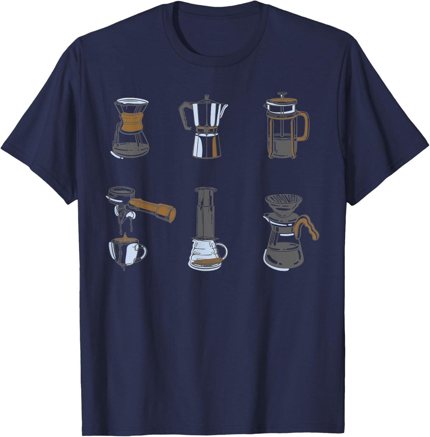 Type Of Coffee Makers Shirt Women Barista T-Shirt - T-Shirt | Navy