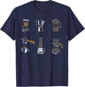 Type Of Coffee Makers Shirt Women Barista T-Shirt - T-Shirt | Navy