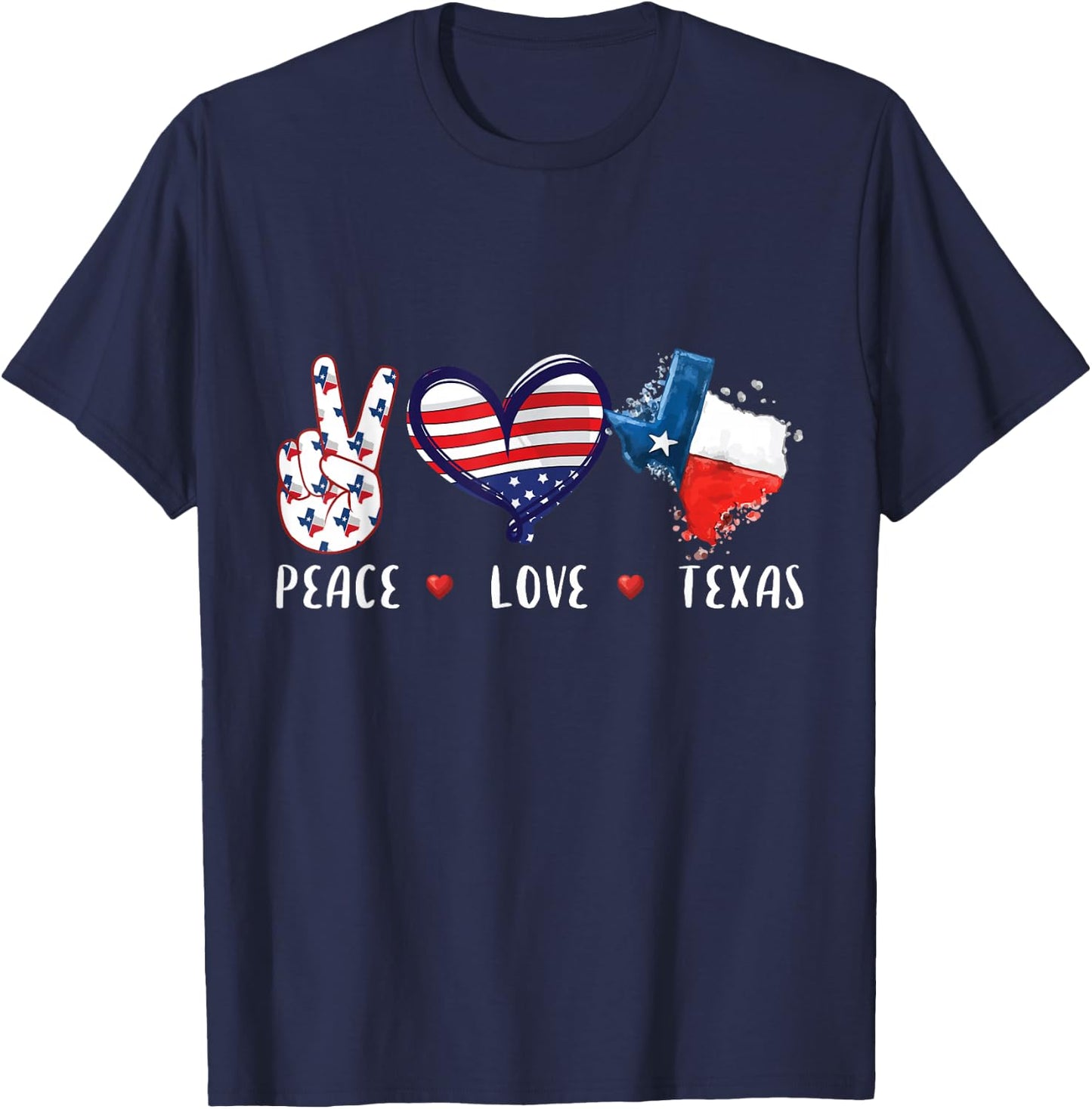 Peace Love Texas Flag Grown Souvenirs Women Kids Small T-Shirt - T-Shirt | Navy