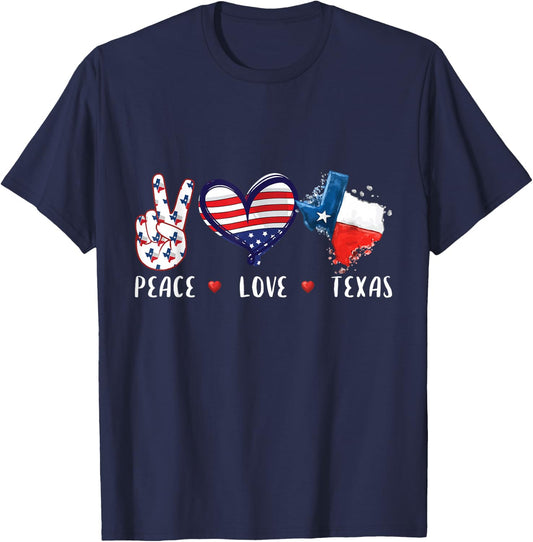 Peace Love Texas Flag Grown Souvenirs Women Kids Small T-Shirt - T-Shirt | Navy