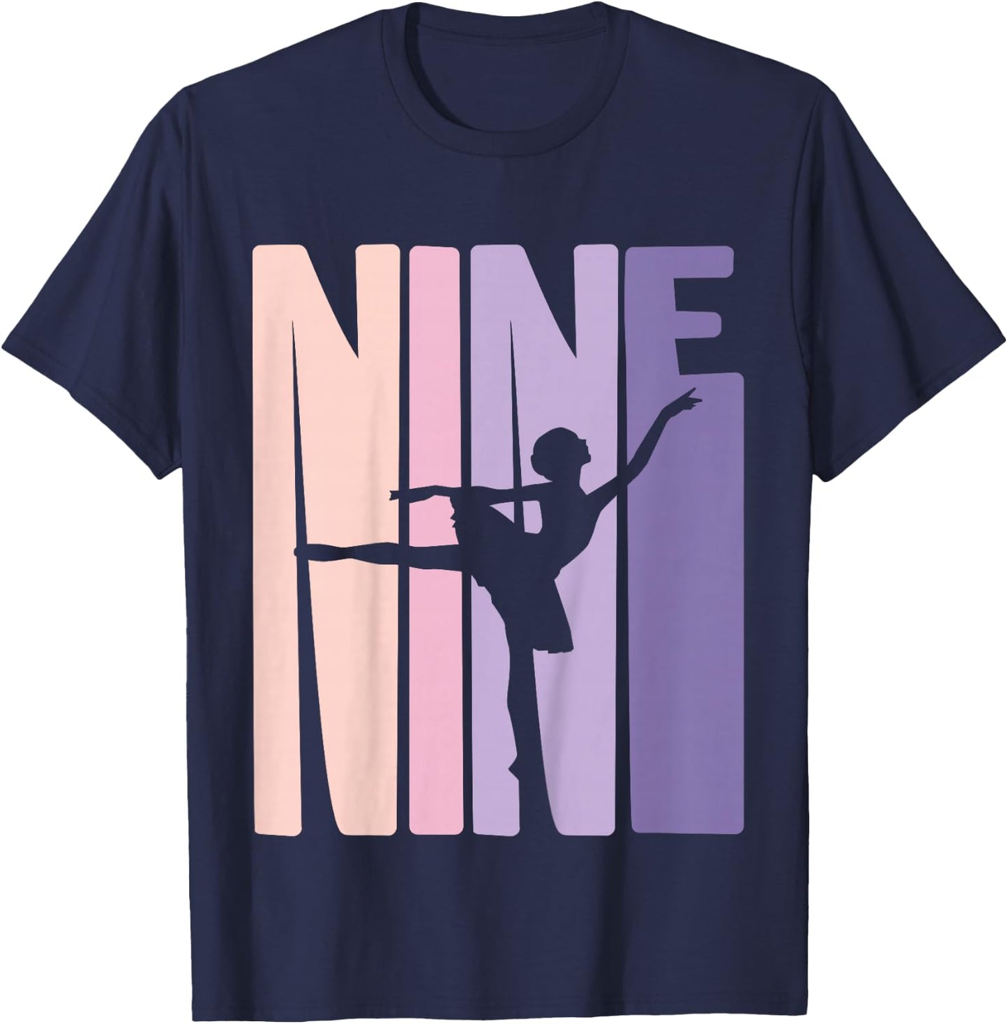 9th Birthday Gift Ballet Dancer 9 Years old Ballerina Girl T-Shirt - T-Shirt | Navy