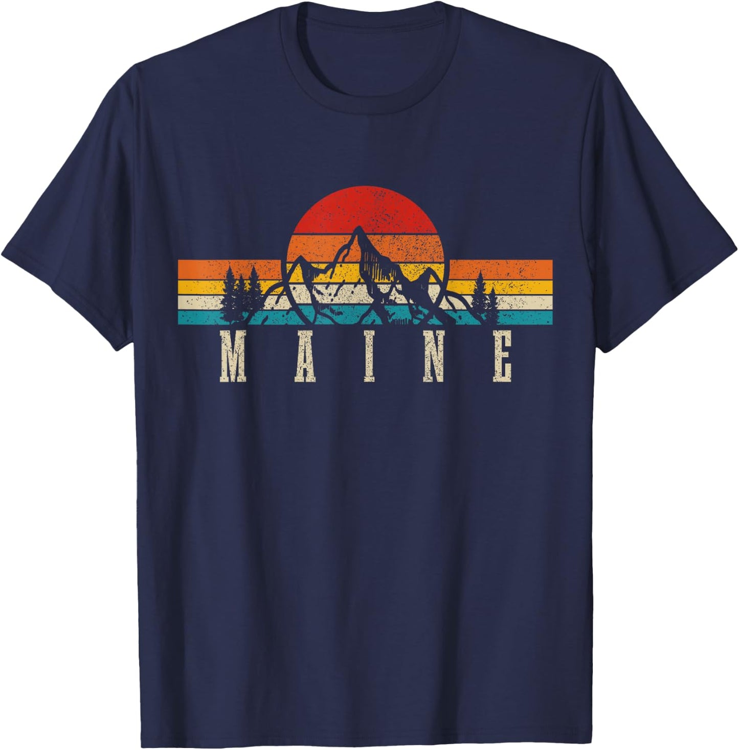 Maine Pine Tree State Vintage USA America Souvenir T-Shirt - T-Shirt | Navy