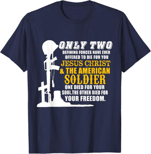 Jesus Die For Your Soul Soldiers For Your Freedom T-Shirt - T-Shirt | Navy
