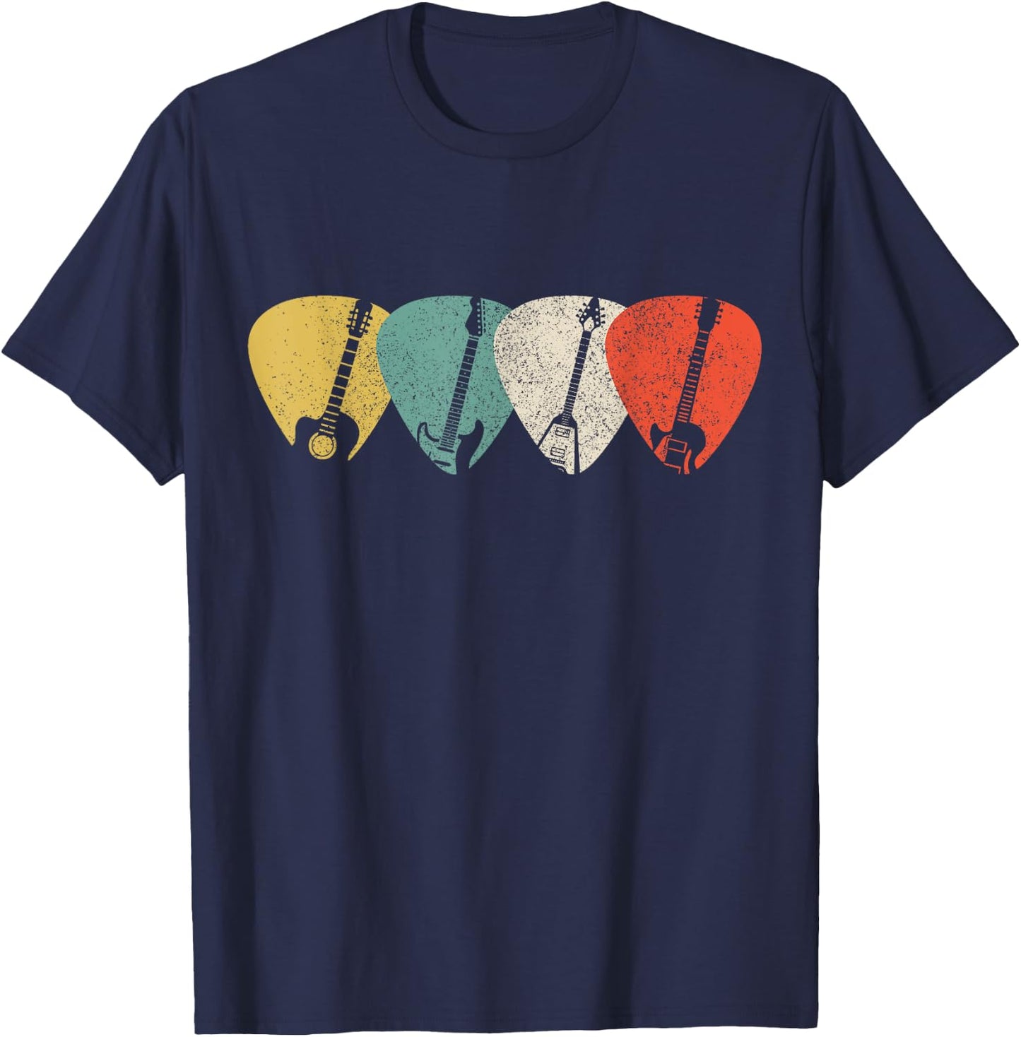 Gitarre - Apparel & Geschenke Guitar Music Vintage Musician T-Shirt - T-Shirt | Navy