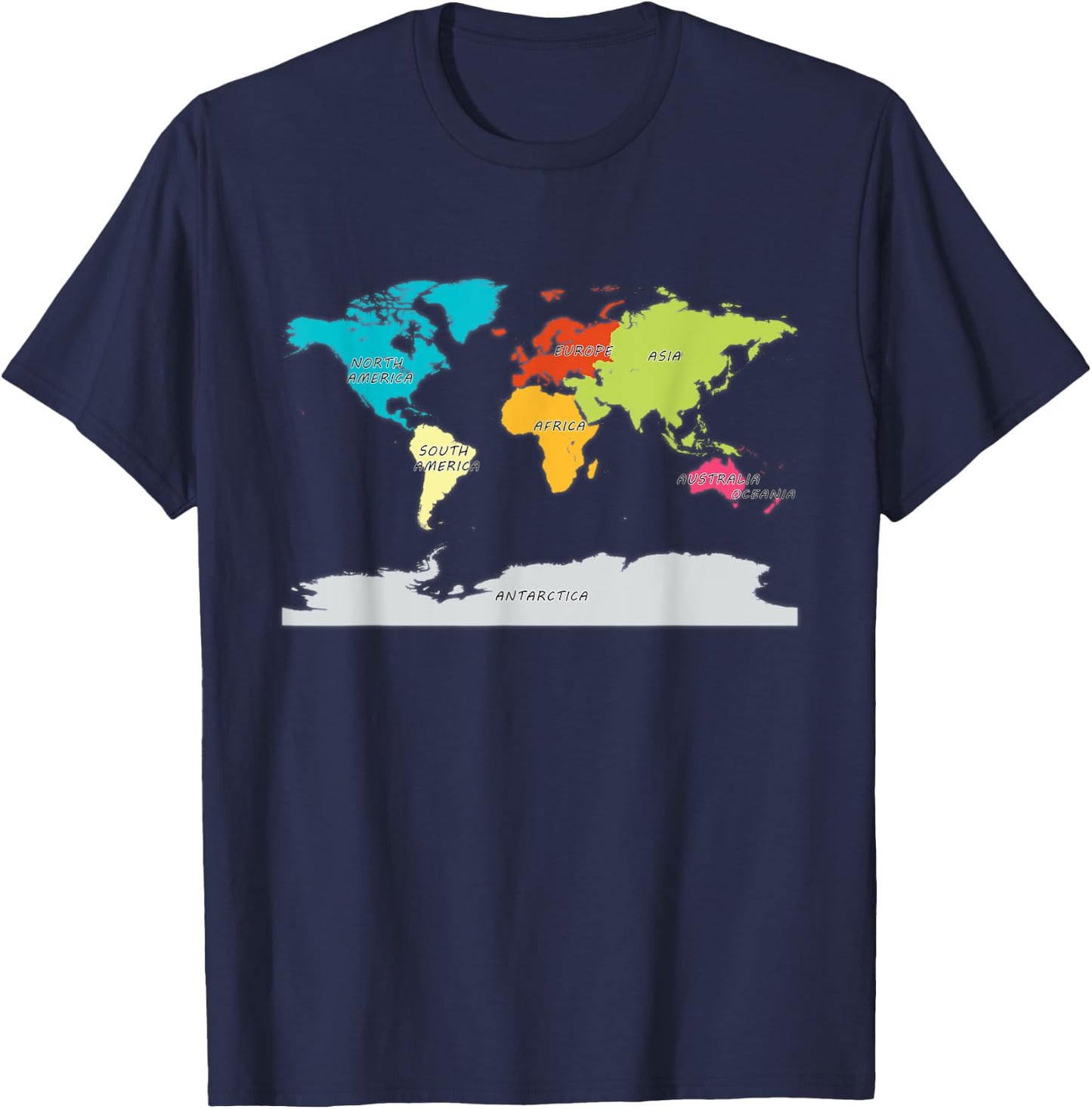 map of the world shirt names of all continents World Map T-Shirt - T-Shirt | Navy