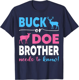 Buck Or Doe Brother Gender Reveal Baby Shower Baby Party T-Shirt - T-Shirt | Navy