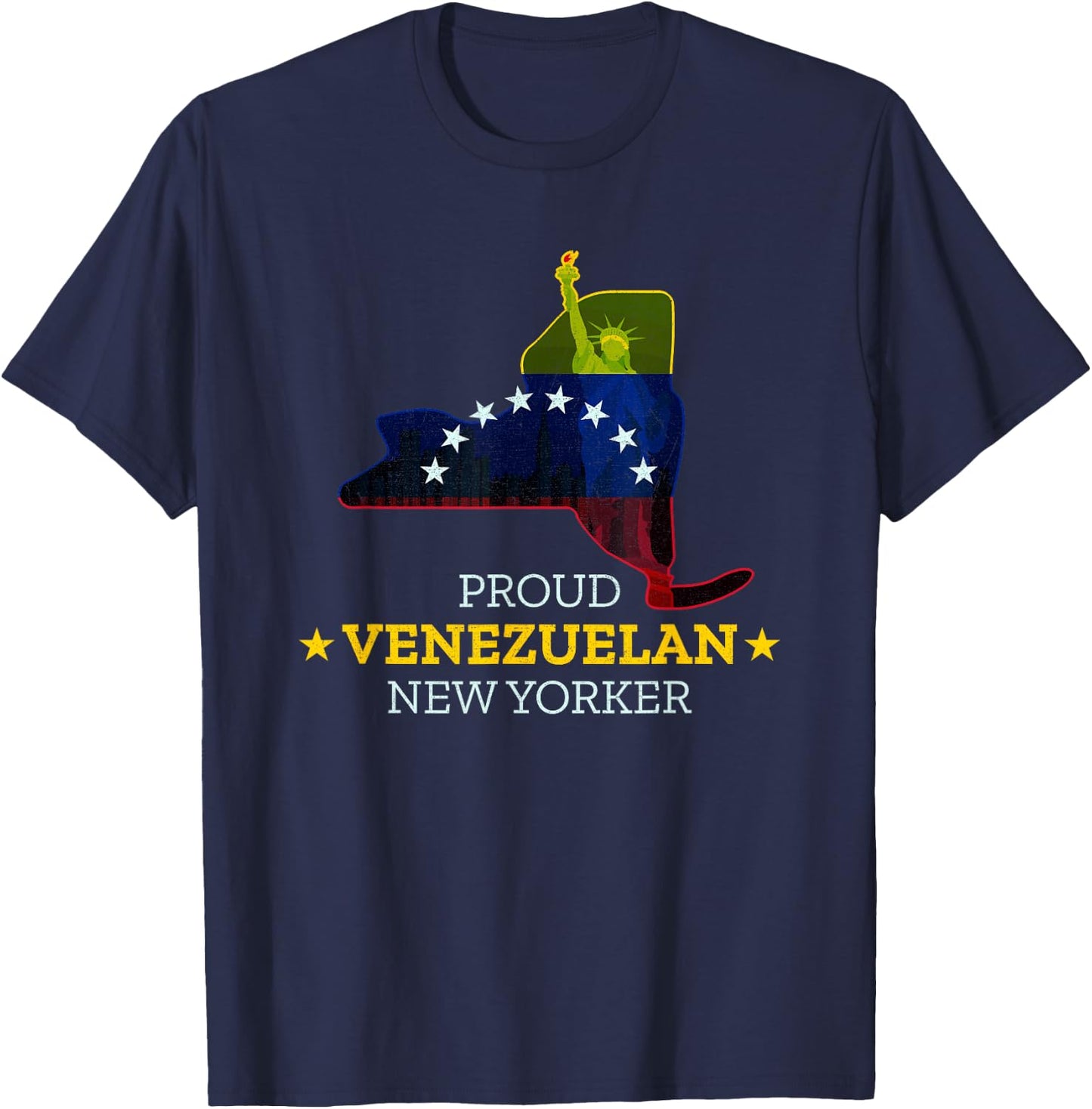 Proud Venezuelan New Yorker - New York Map Venezuela Flag T-Shirt - T-Shirt | Navy