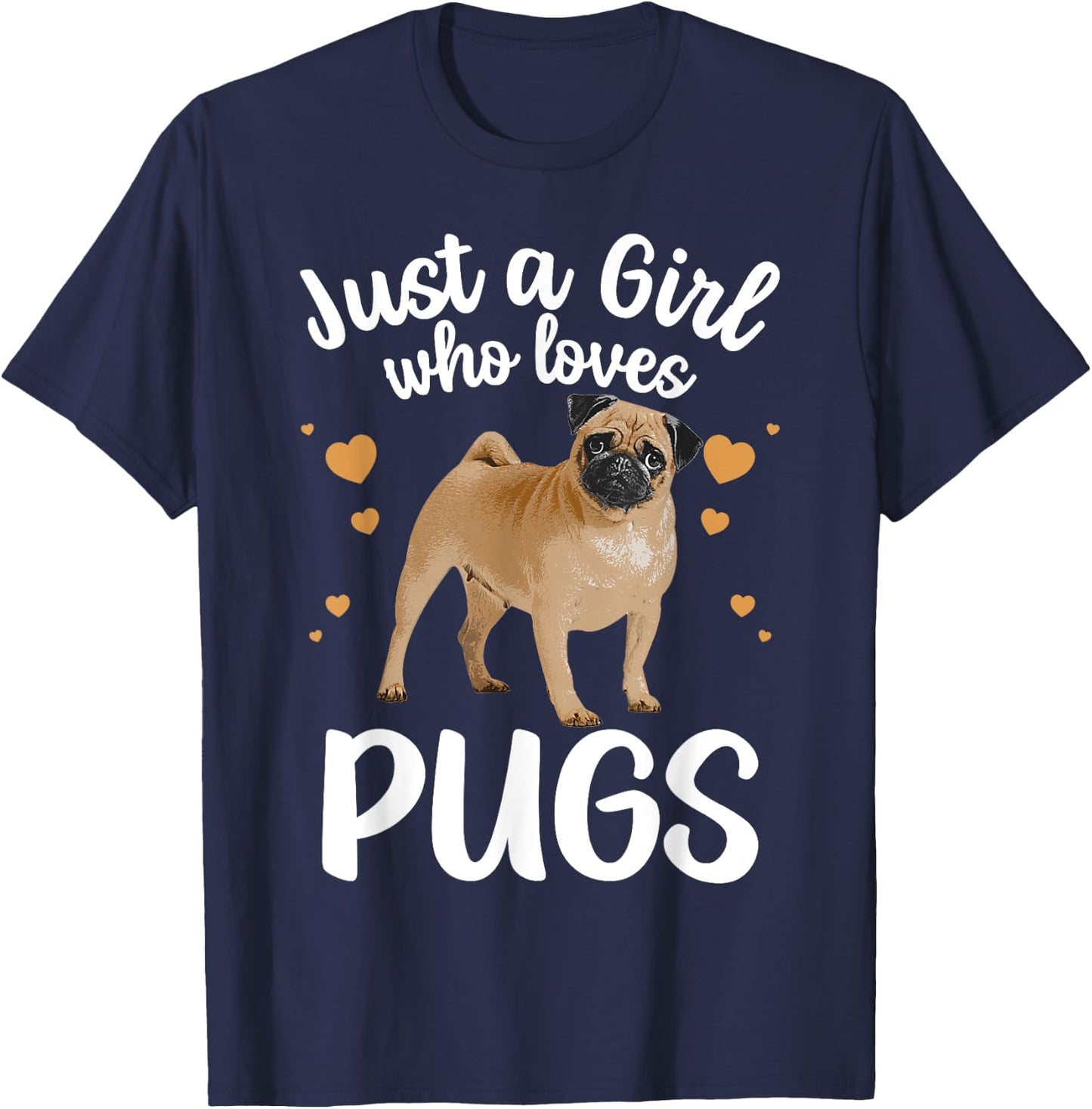 Cool Pug Art For Girls Women Kids Pug Dog Animal Puppy Lover T-Shirt - T-Shirt | Navy