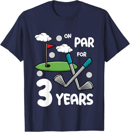3rd Birthday Golf Funny Golfer 3 Year Old Boy Girl T-Shirt - T-Shirt | Navy
