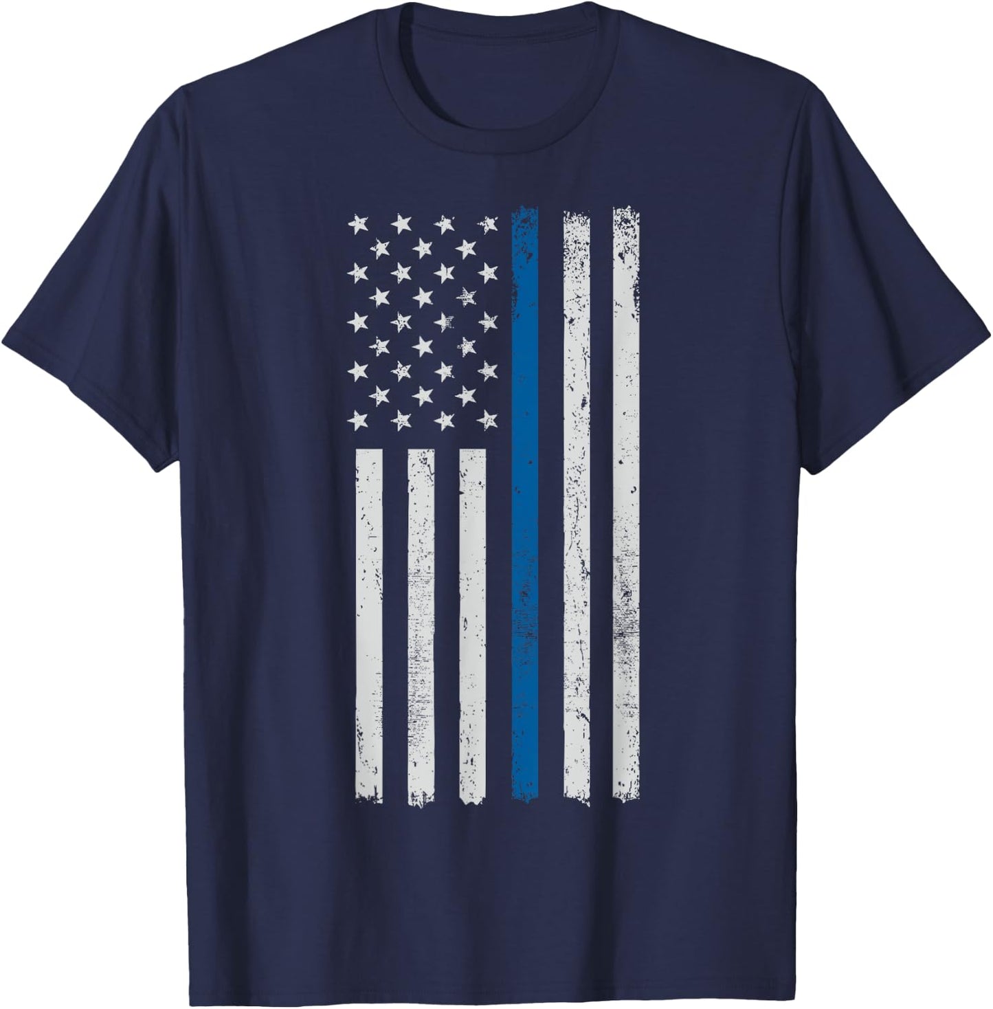 American Flag Thin Blue Line Police Support Lives Matter US T-Shirt - T-Shirt | Navy