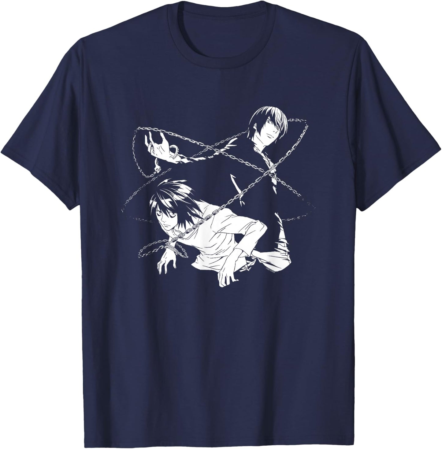 Death Note Light and L Chains Anime T-Shirt - T-Shirt | Navy