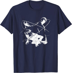 Death Note Light and L Chains Anime T-Shirt - T-Shirt | Navy