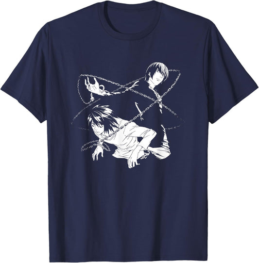 Death Note Light and L Chains Anime T-Shirt - T-Shirt | Navy