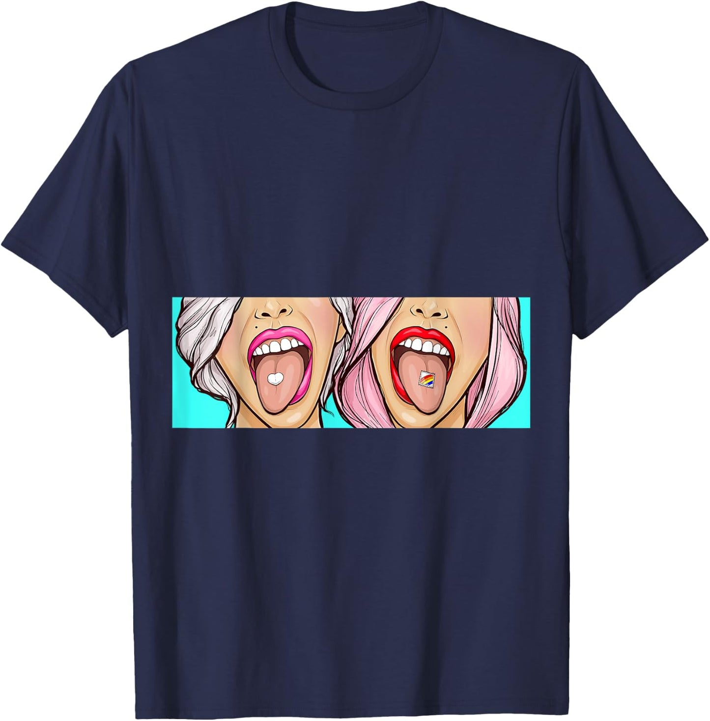 Trippy Girls Techno LSD Trip Rave MDMA Trance Festival DJ T-Shirt - T-Shirt | Navy