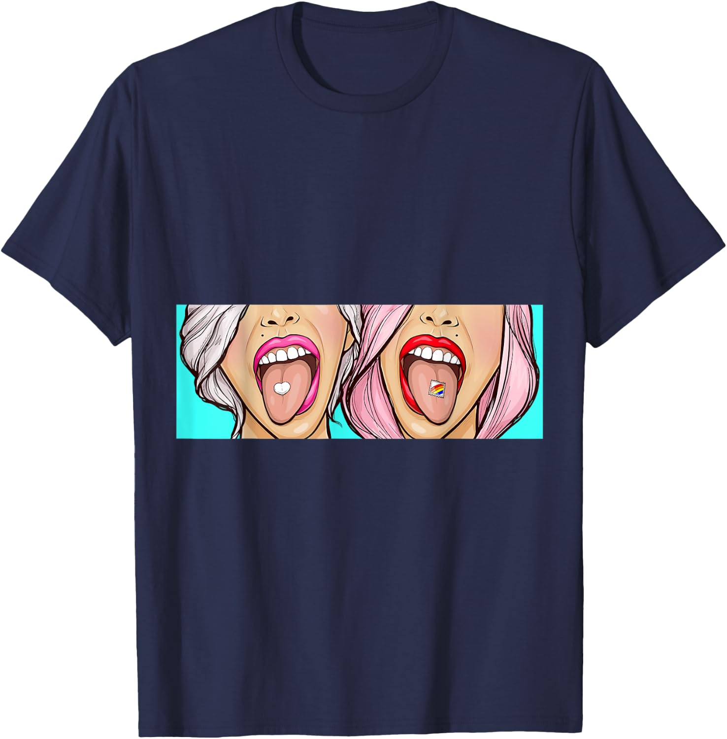 Trippy Girls Techno LSD Trip Rave MDMA Trance Festival DJ T-Shirt - T-Shirt | Navy