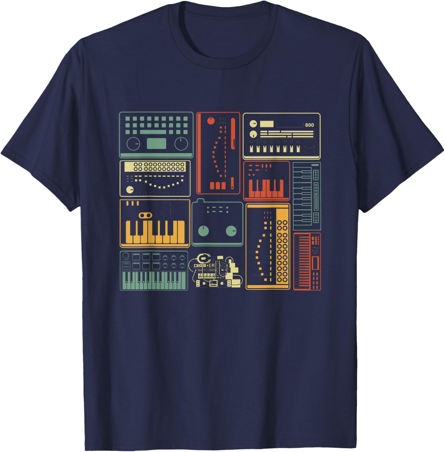 Analog Modular Synthesizer Music Producer Keyboard T-Shirt - T-Shirt | Navy
