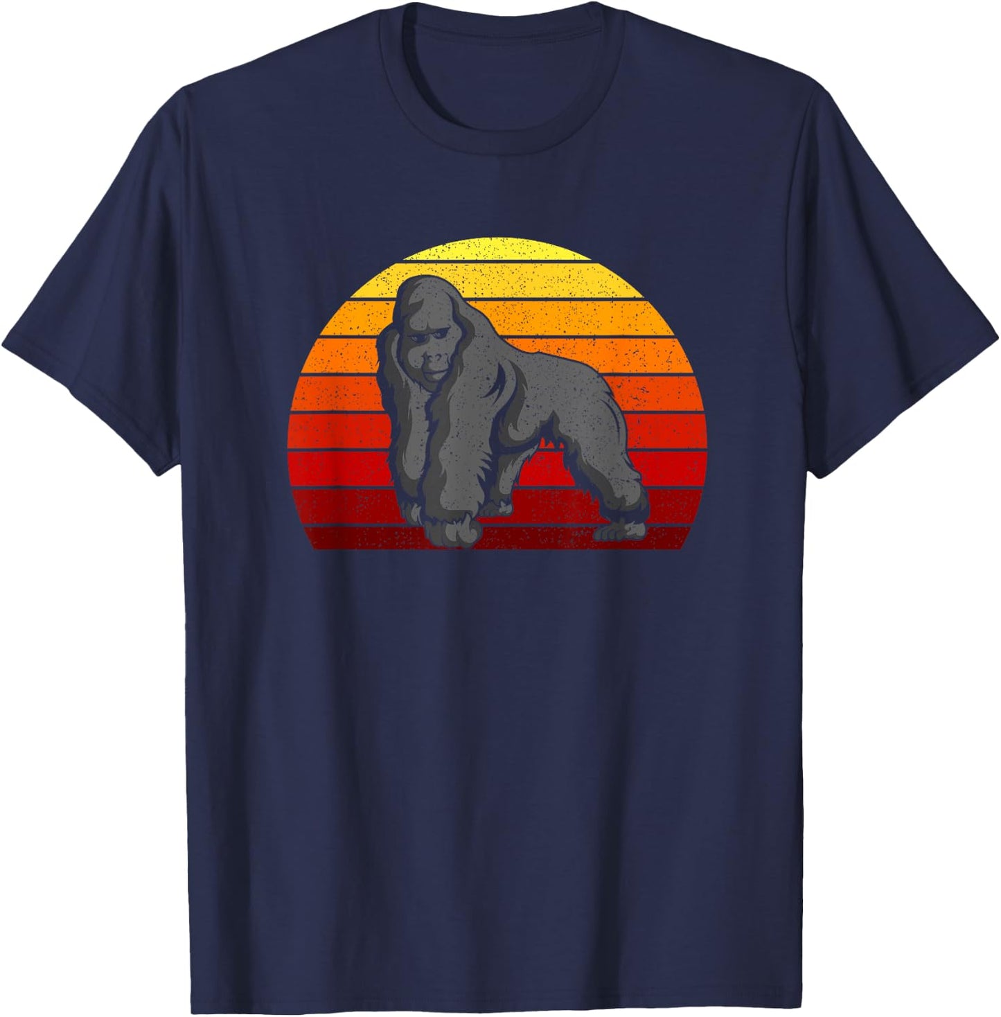 Retro 70s 80s Silverback Gorilla T-Shirt - T-Shirt | Navy