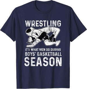 Wrestler Shop Men's Wrestling , Black, Small T-Shirt - T-Shirt | Navy