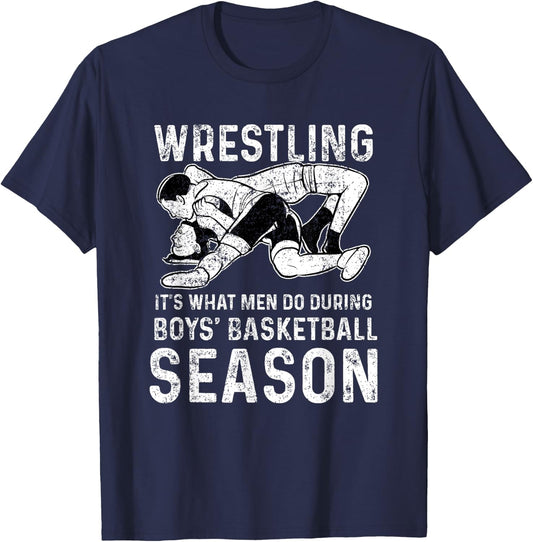 Wrestler Shop Men's Wrestling , Black, Small T-Shirt - T-Shirt | Navy