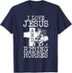 I Love Jesus And Riding Horses | Horse Girl Horseback Rider T-Shirt - T-Shirt | Navy