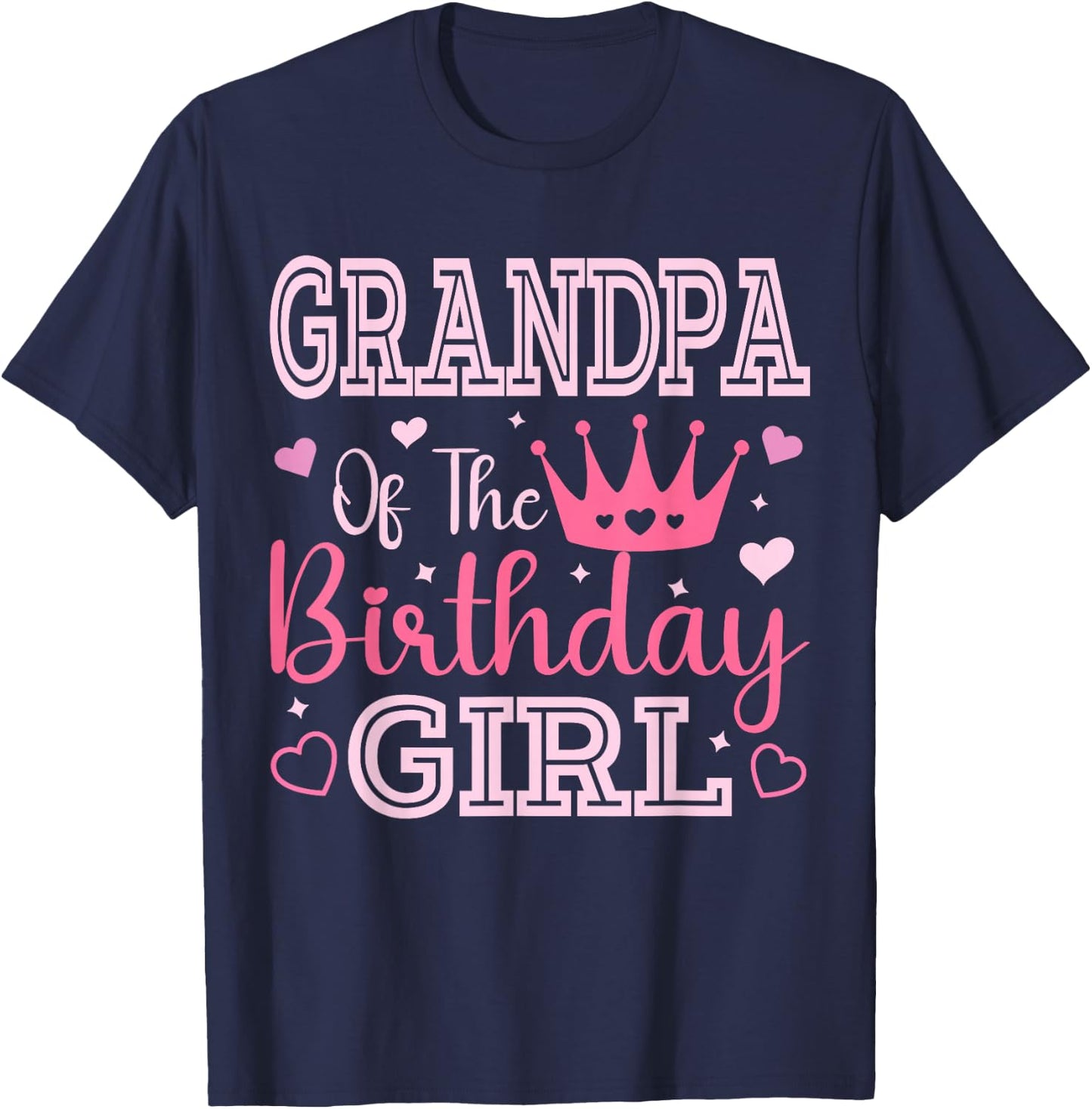 Grandpa of the Birthday Girl Cute Pink Matching Family Party T-Shirt - T-Shirt | Navy