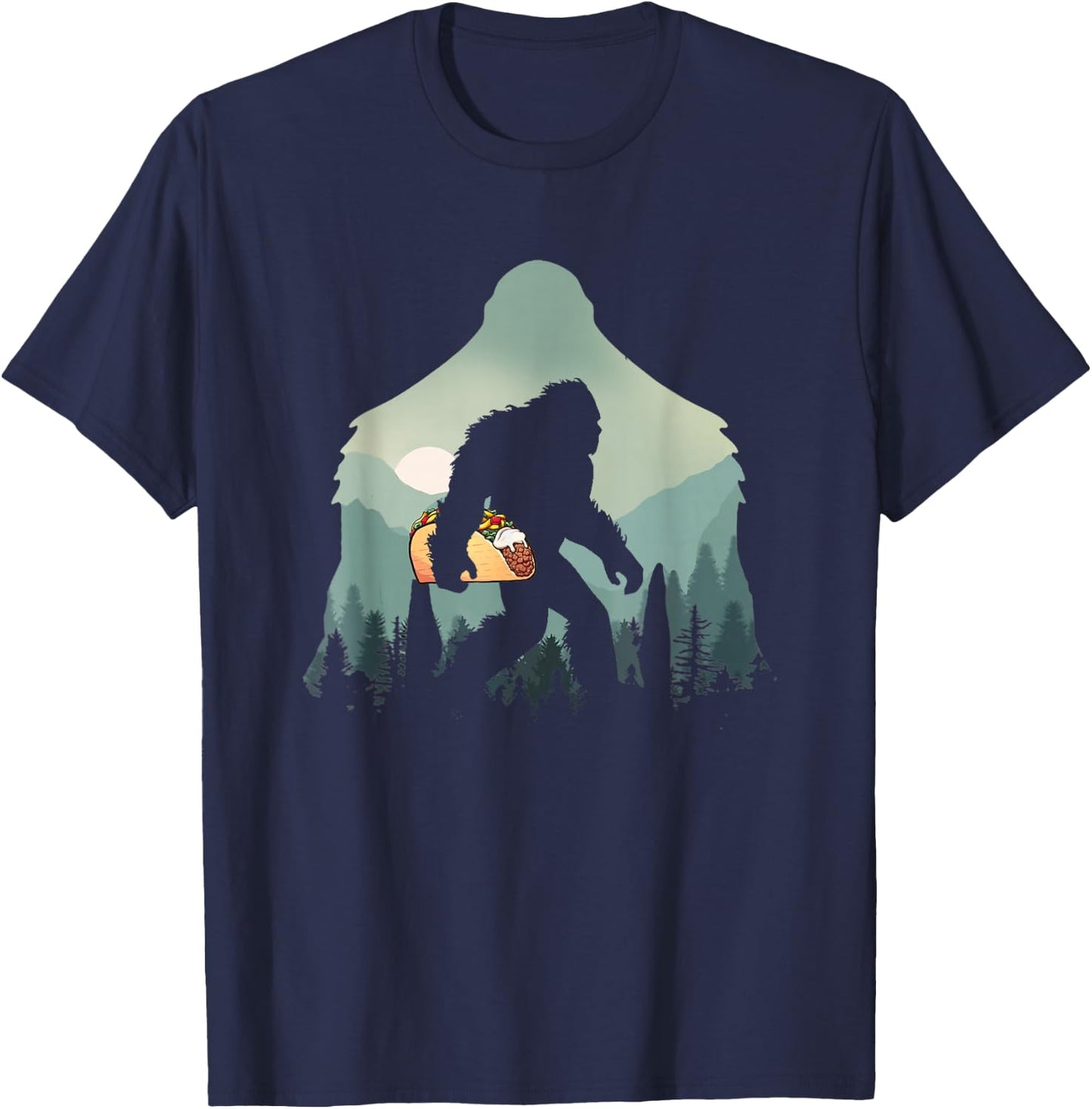 Funny Bigfoot With Tacos Sasquatch Believe Cinco de Mayo T-Shirt - T-Shirt | Navy