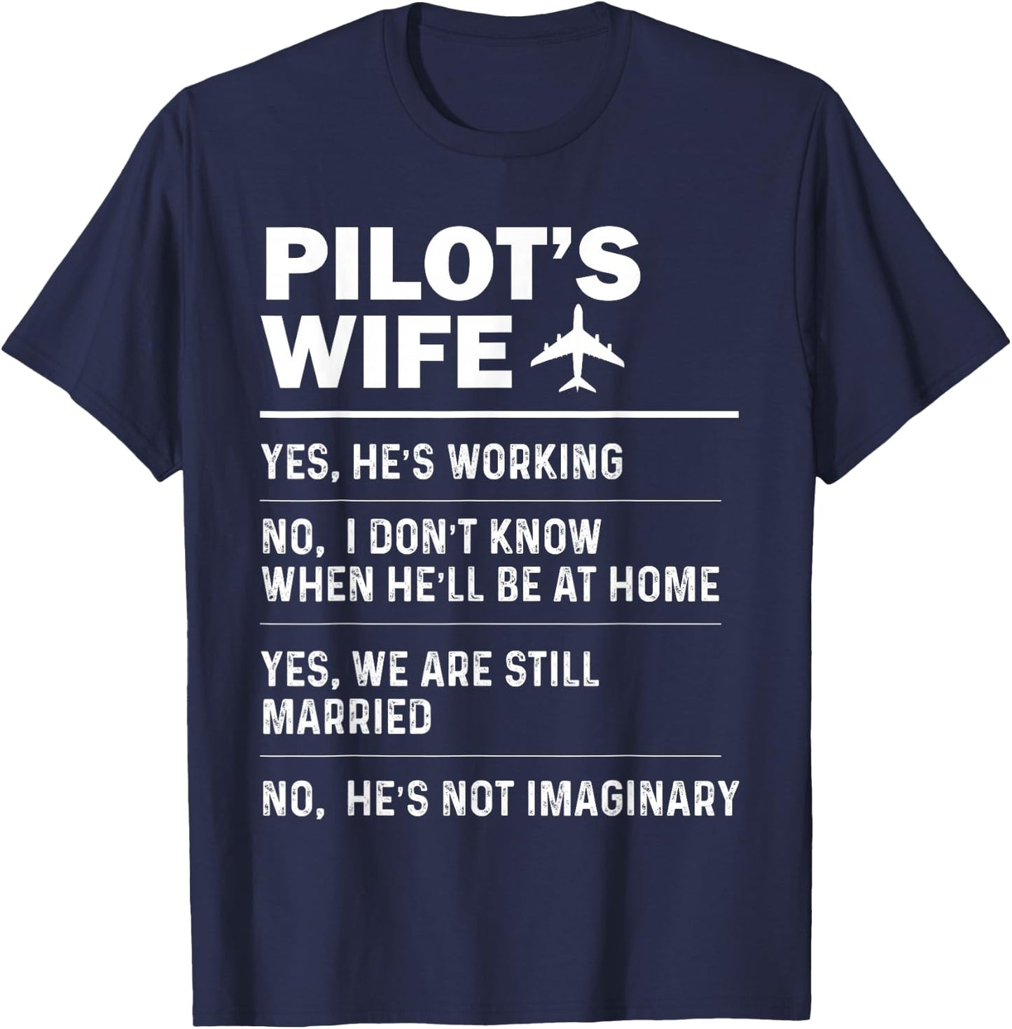 Pilot's Wife Funny Aviation Airline Pilot Husband Aviator T-Shirt - T-Shirt | Navy