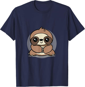 Adorable Chibi Kawaii Baby Sloth Lover T-Shirt - T-Shirt | Navy