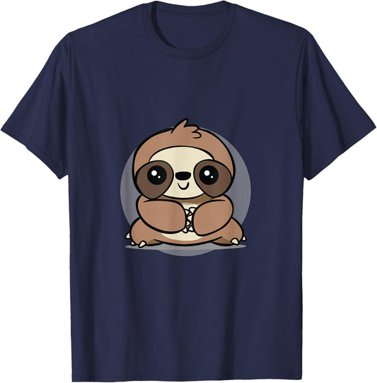 Adorable Chibi Kawaii Baby Sloth Lover T-Shirt - T-Shirt | Navy