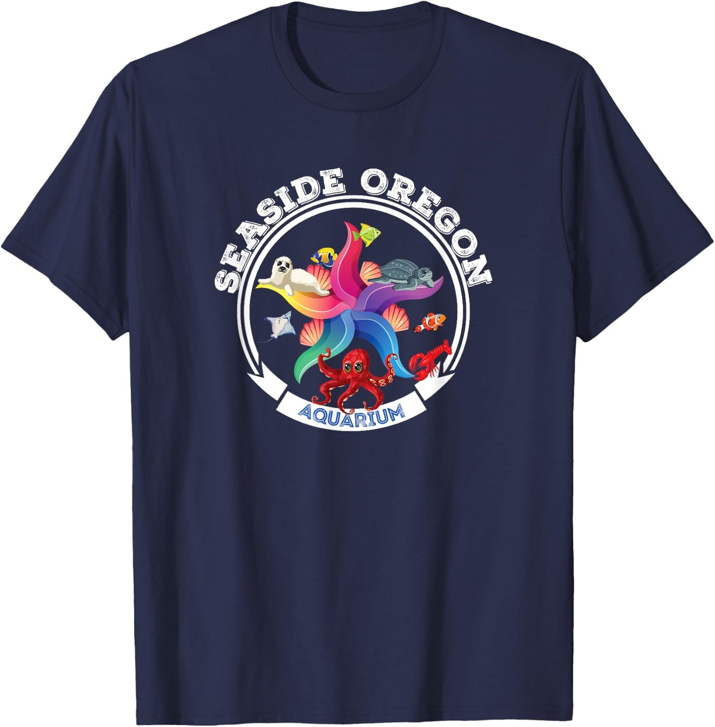 Seaside Oregon Aquarium Marine Life Sea Creatures Souvenir T-Shirt - T-Shirt | Navy