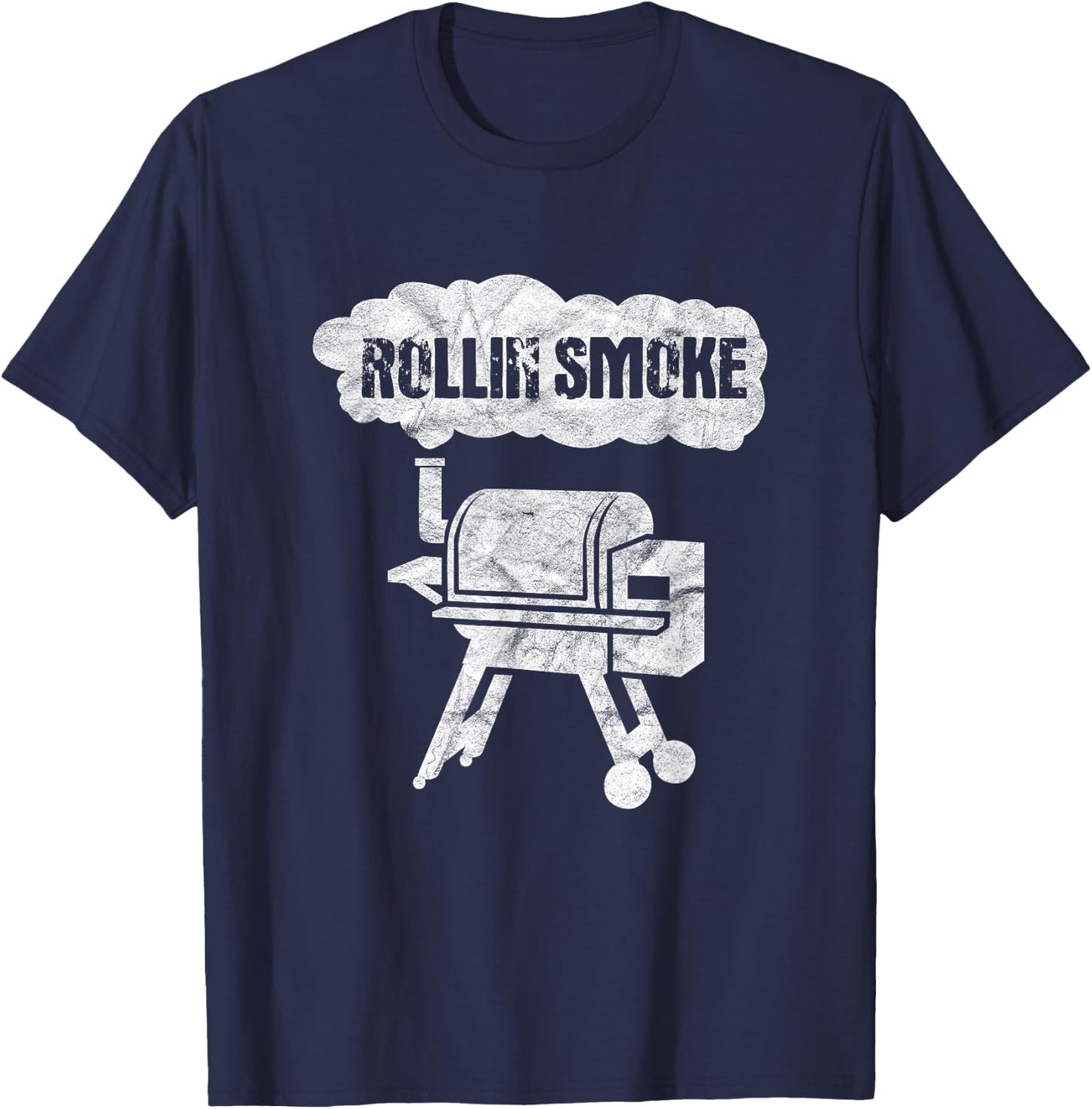 BBQ Barbecue Grill Grilling Funny Rollin Smoke T-Shirt - T-Shirt | Navy